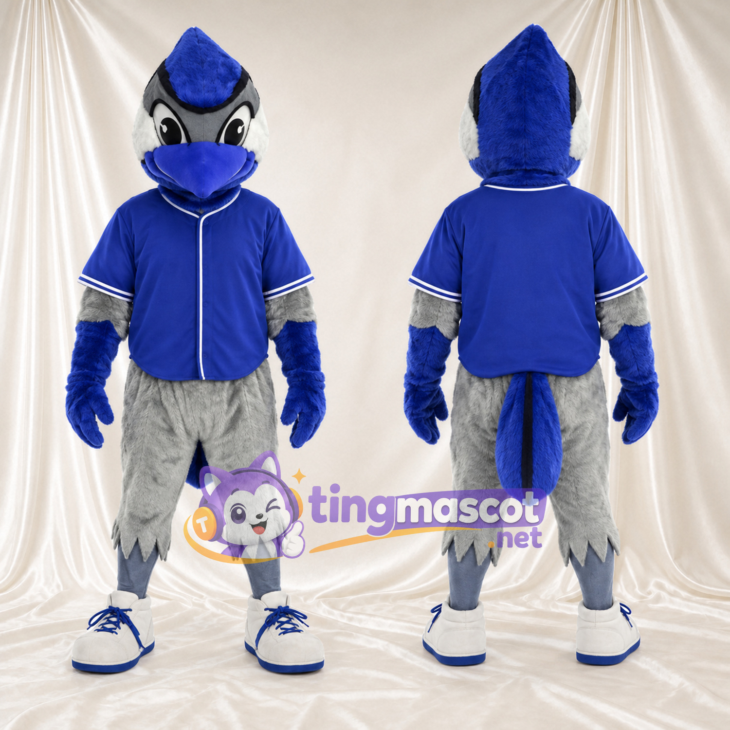 Costume de mascotte Geai bleu – bleu / gris – Chemise (bleu) Costume de mascotte Geai bleu – bleu / gris – Chemise (bleu)