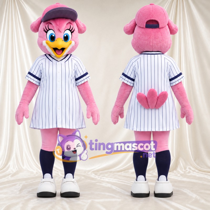 Maskottchenkostüm Vogel – rosa – Baseballtrikot