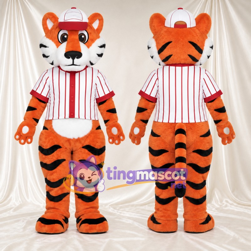 Maskottchenkostüm Tiger – orange – Baseballtrikot