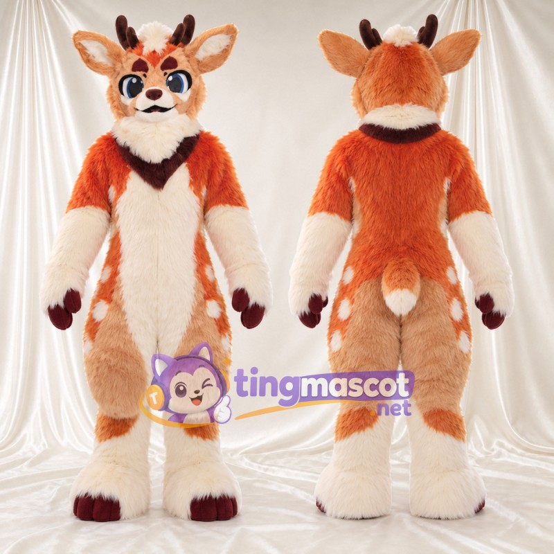 Costume de mascotte Cerf – orange / blanc