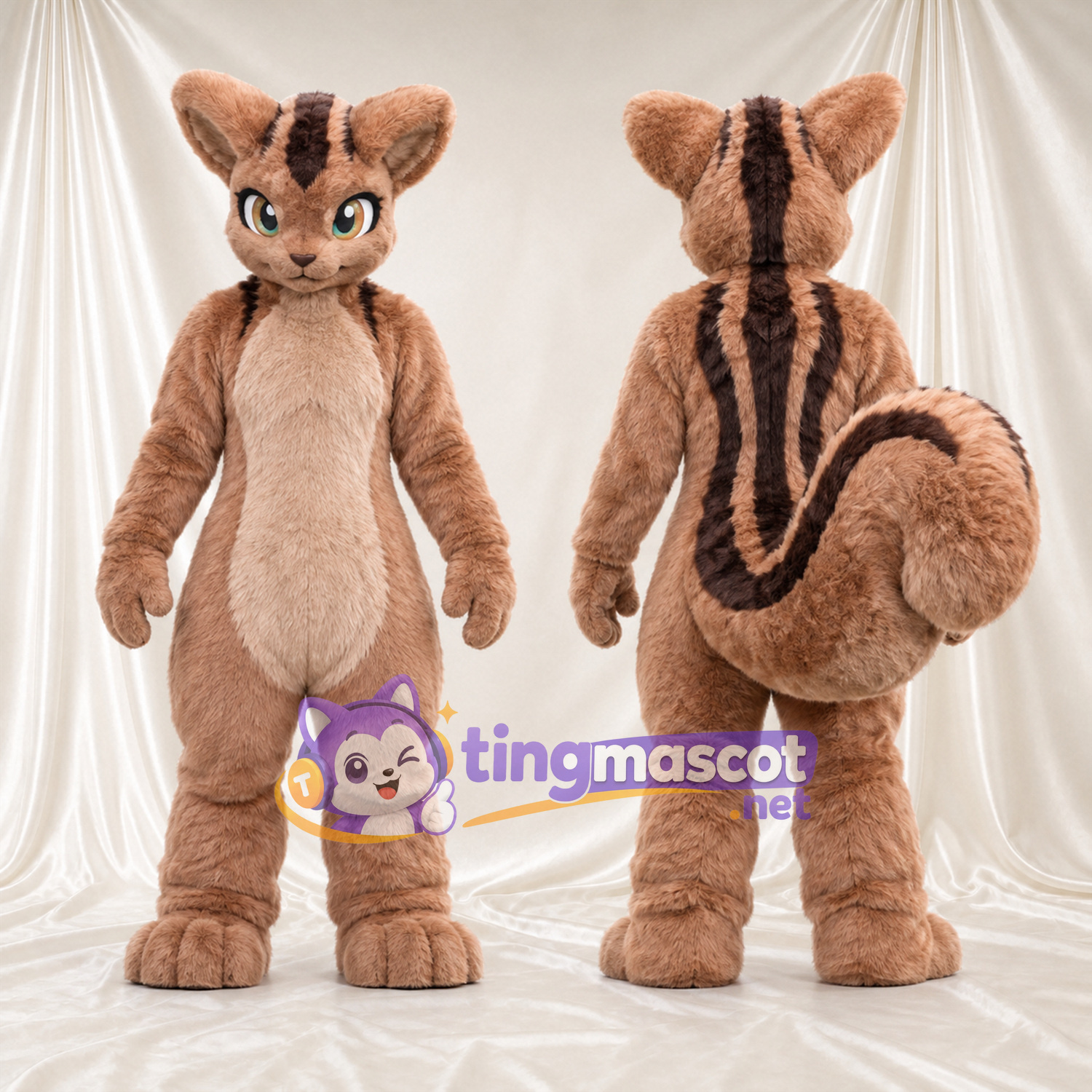 Brown Chipmunk Mascot Costume - Striped Back and Bushy Tail Brown Chipmunk Mascot Costume - Striped Back and Bushy Tail