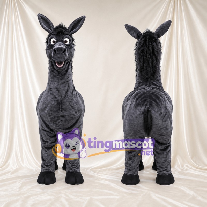 Costume de mascotte Âne – gris – Crinière (noir); Museau allongé