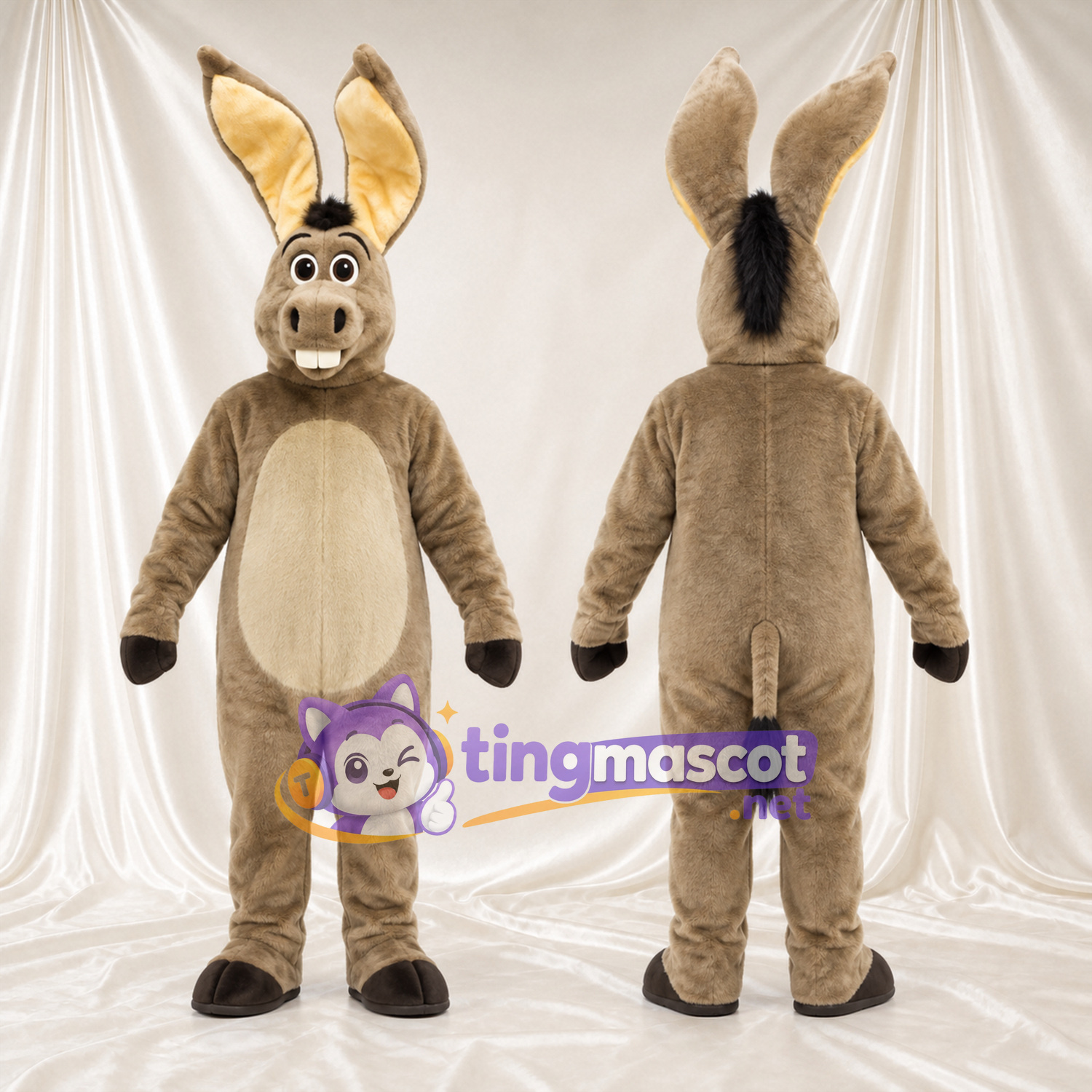 Costume de mascotte Âne – brun clair – Ventre (crème) Costume de mascotte Âne – brun clair – Ventre (crème)