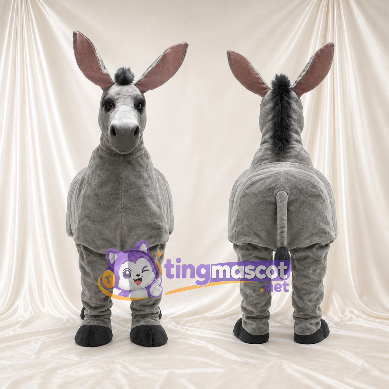 Costume de mascotte Âne – gris – Longues oreilles Costume de mascotte Âne – gris – Longues oreilles