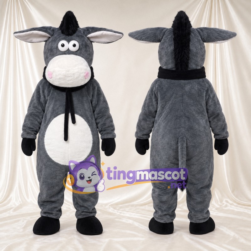 Costume de mascotte Âne – gris – Écharpe (noir)