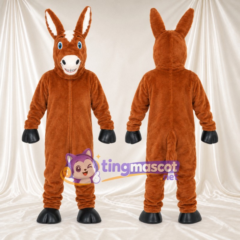 Costume de mascotte Âne – orange – Museau (blanc); Yeux (bleu)