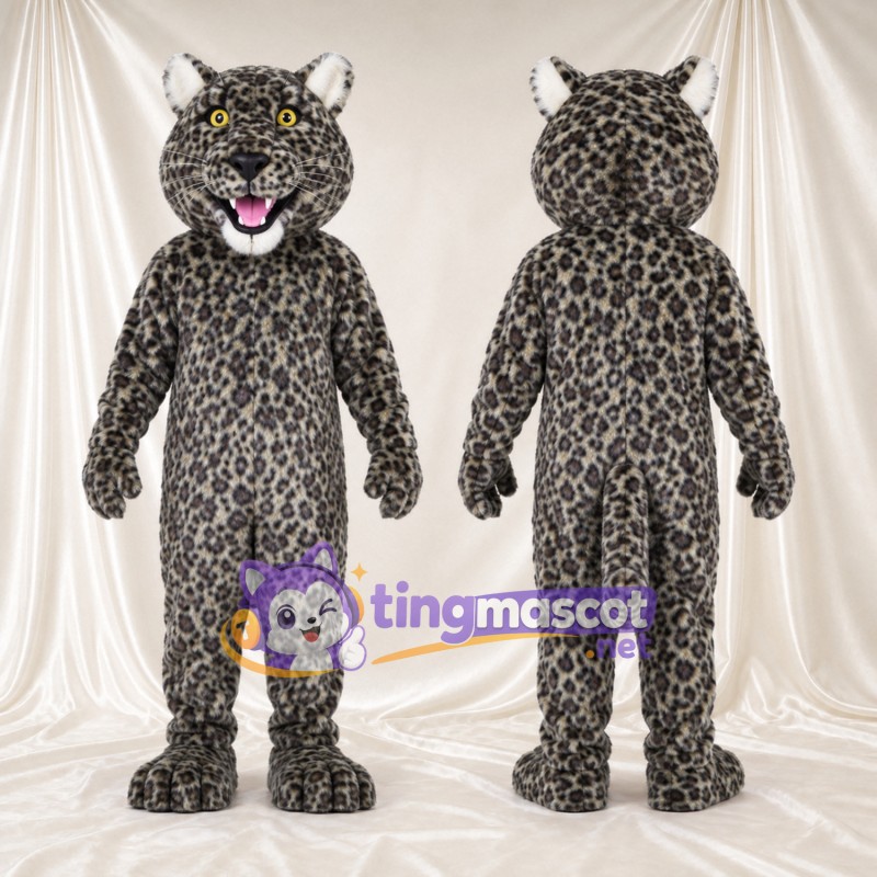 Costume de mascotte Léopard – gris – Yeux (jaune); Taches en rosettes
