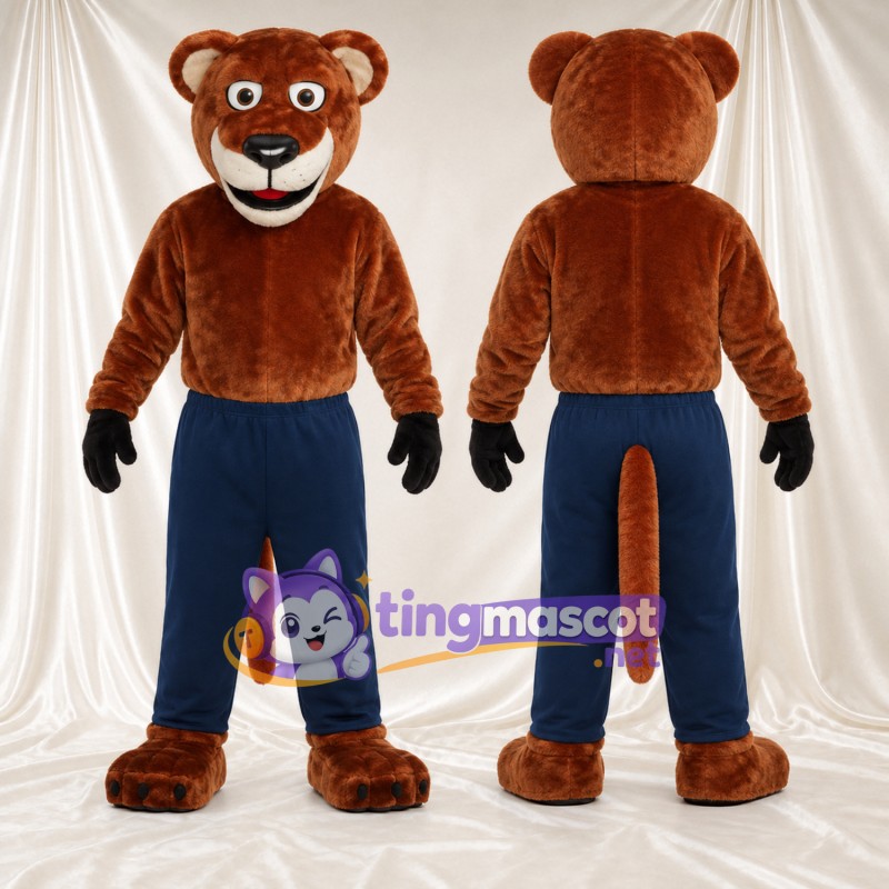 Brown Cougar Mascot Costume - Blue Pants