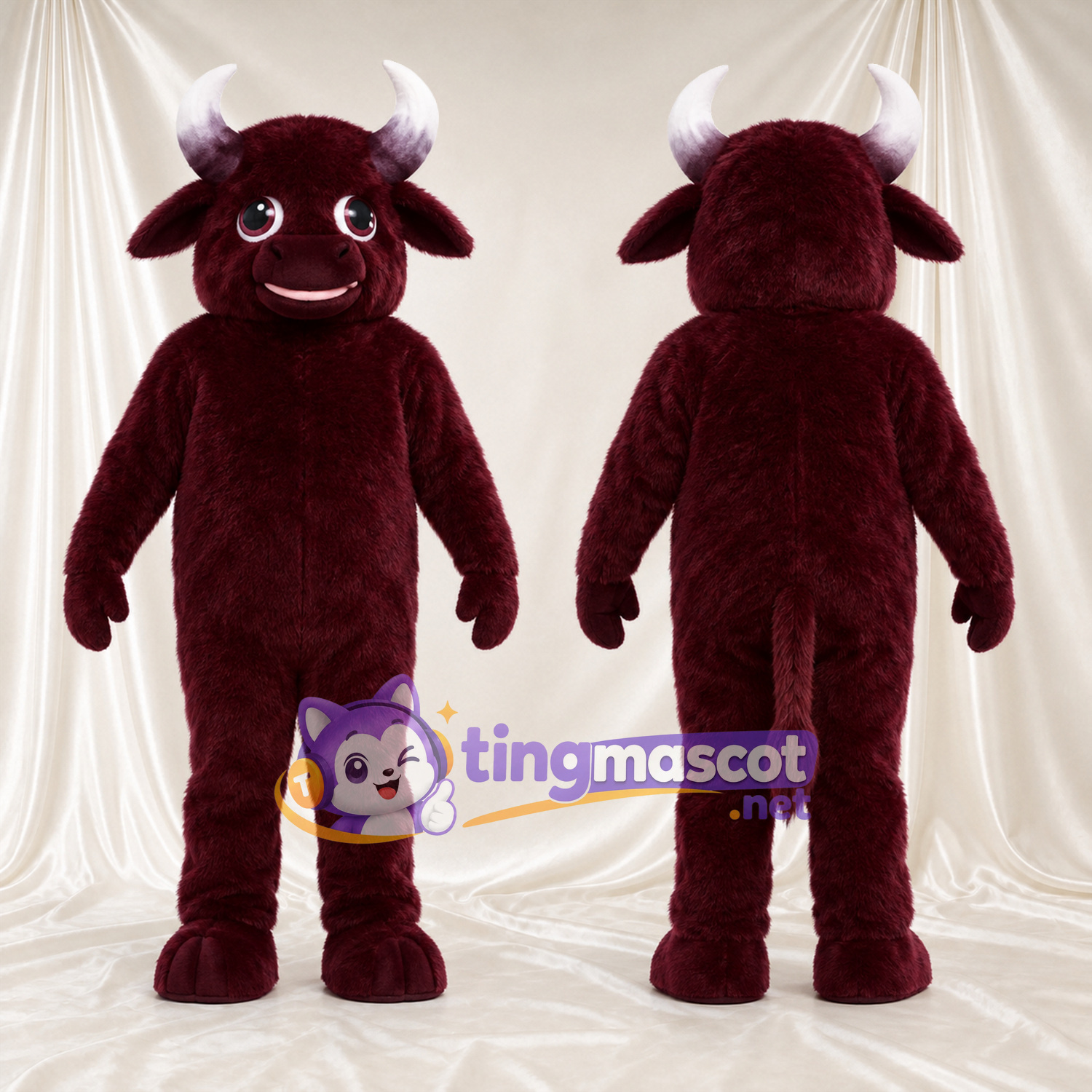 Maskottchenkostüm Stier – bordeauxrot Maskottchenkostüm Stier – bordeauxrot