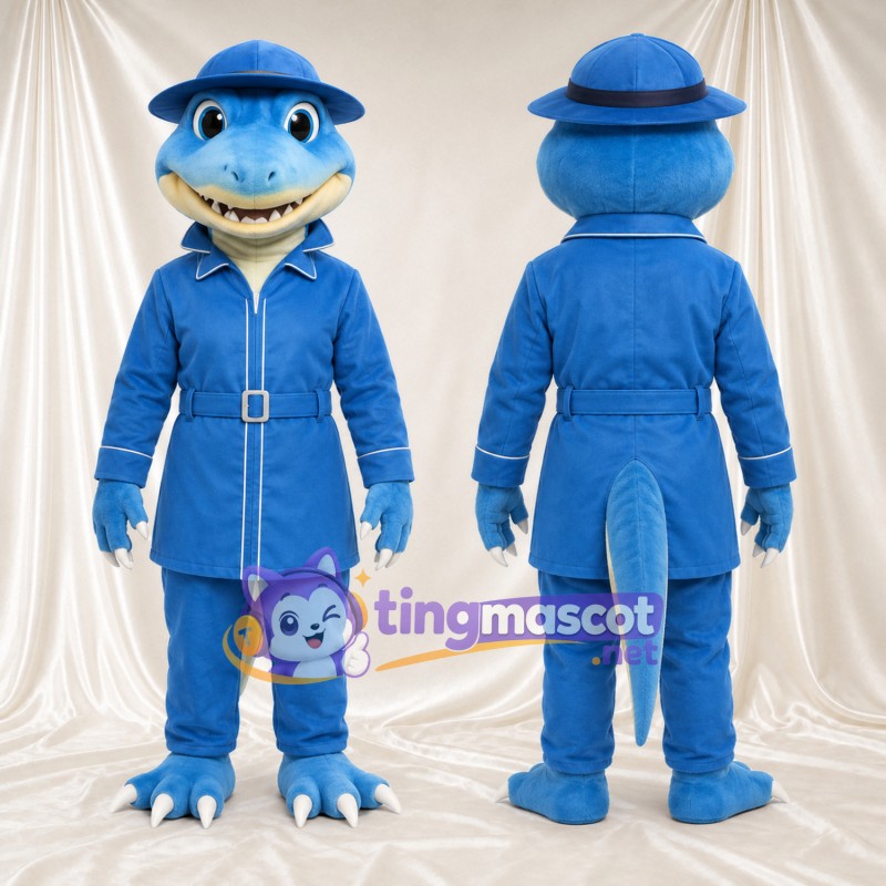 Maskottchenkostüm Eidechse – blau – Mantel (blau); Hut