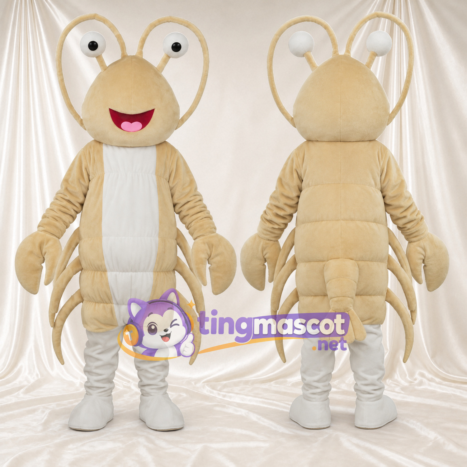 Costume de mascotte Homard – crème – Ventre; Antennes Costume de mascotte Homard – crème – Ventre; Antennes