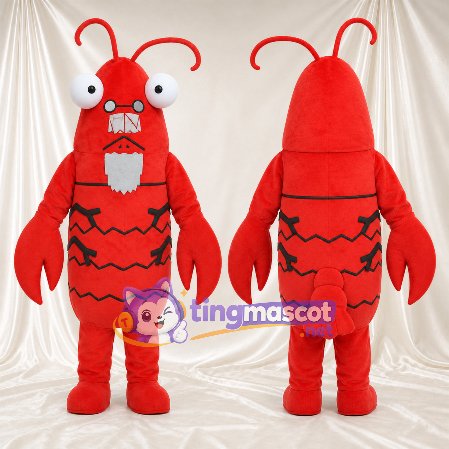 Maskottchenkostüm Hummer – rot – Fühler; Bart (weiß) Maskottchenkostüm Hummer – rot – Fühler; Bart (weiß)
