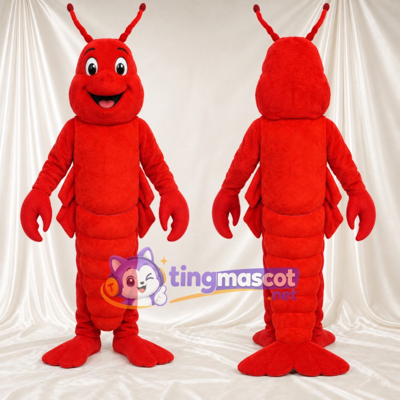 Costume de mascotte Homard – rouge – Longue queue; Visage souriant