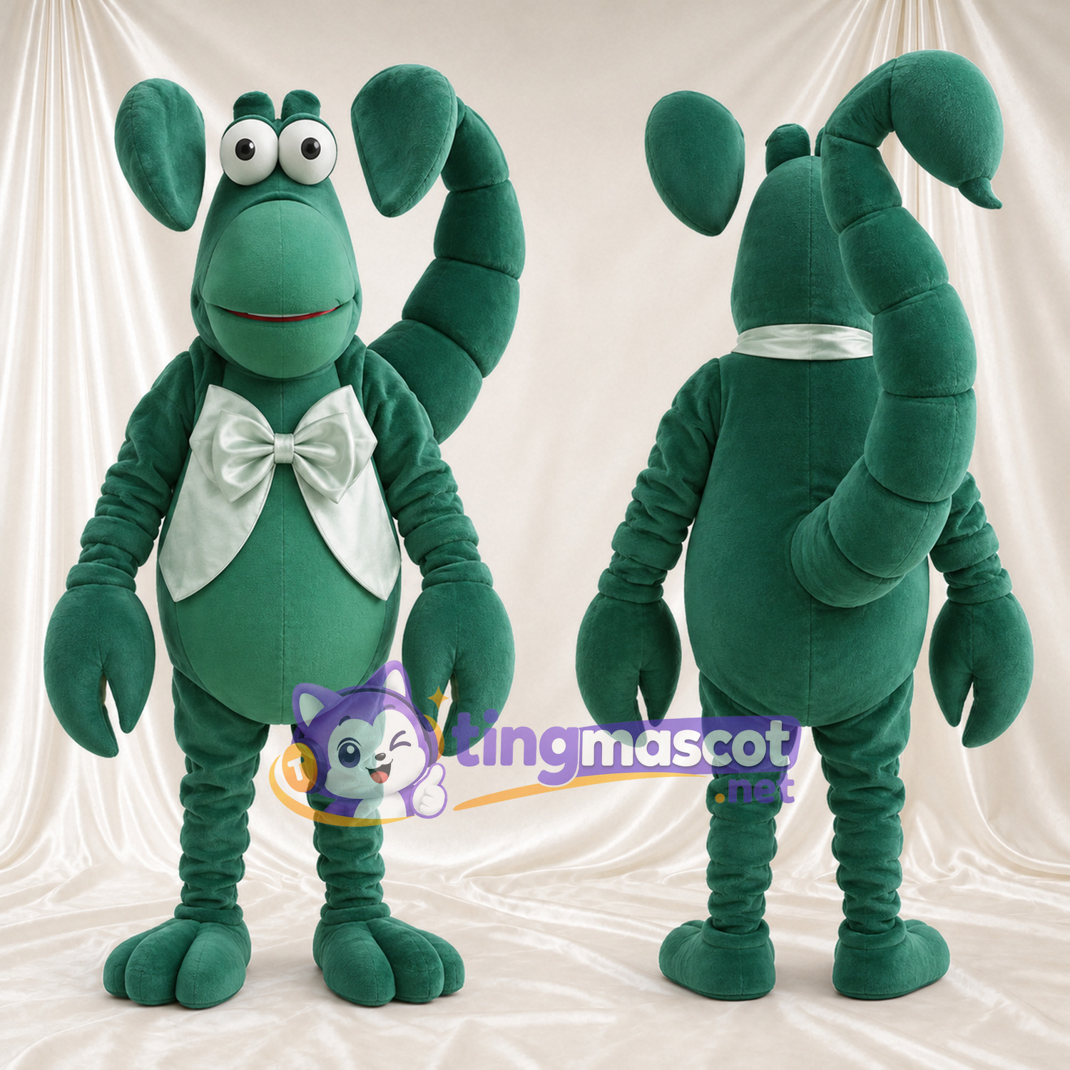 Costume de mascotte Scorpion – vert – Nœud papillon (blanc)