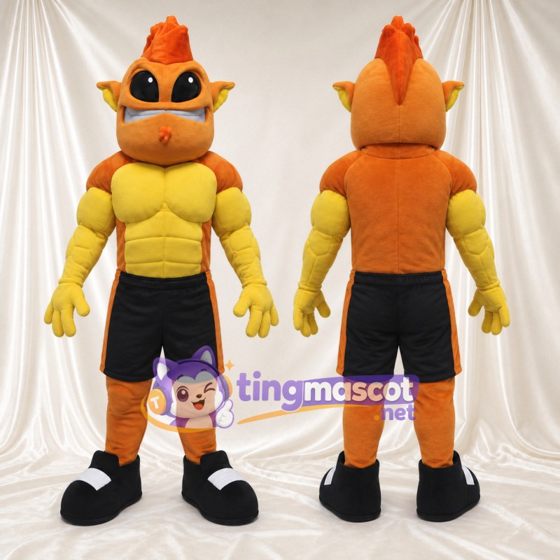 Maskottchenkostüm Außerirdischer – orange – Brust (gelb)