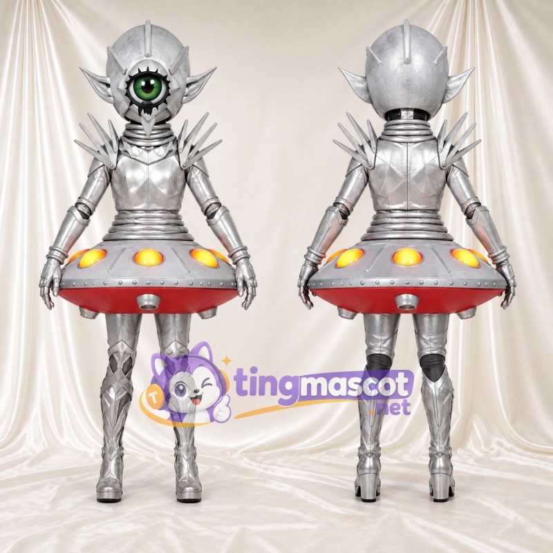 Maskottchenkostüm Außerirdischer – silberfarben – Outfit