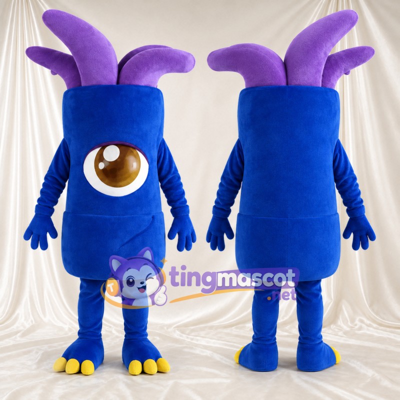 Maskottchenkostüm Einäugiges Monster – blau – Fühler (violett)