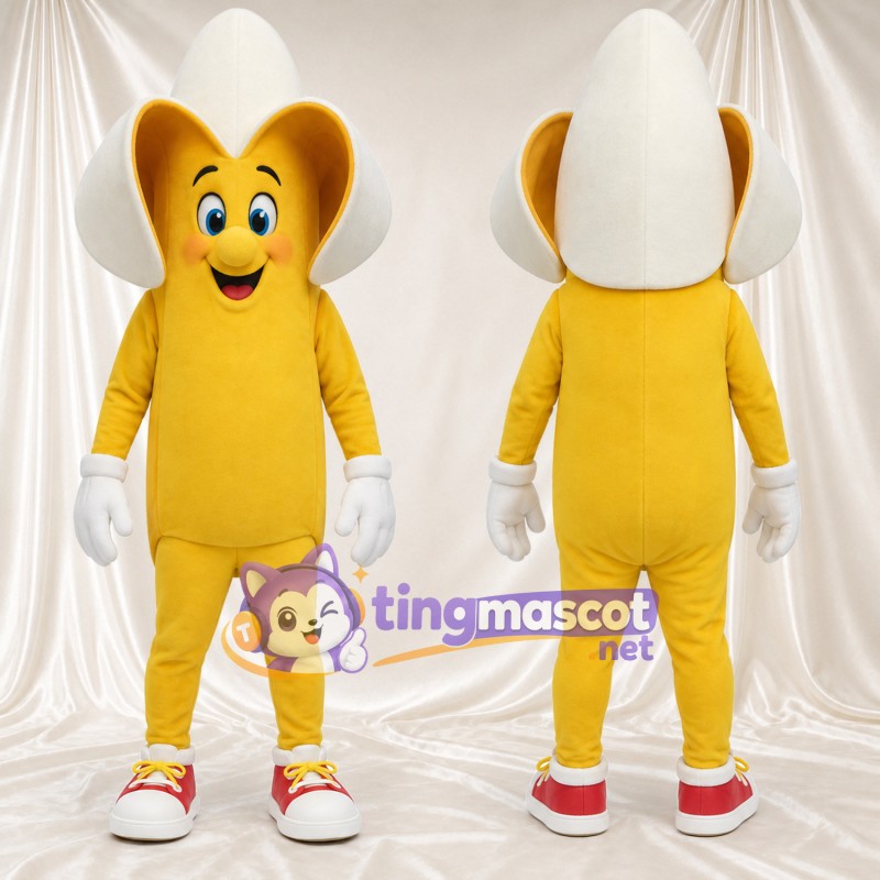 Maskottchenkostüm Banane – gelb – Handschuhe (weiß); Oberteil