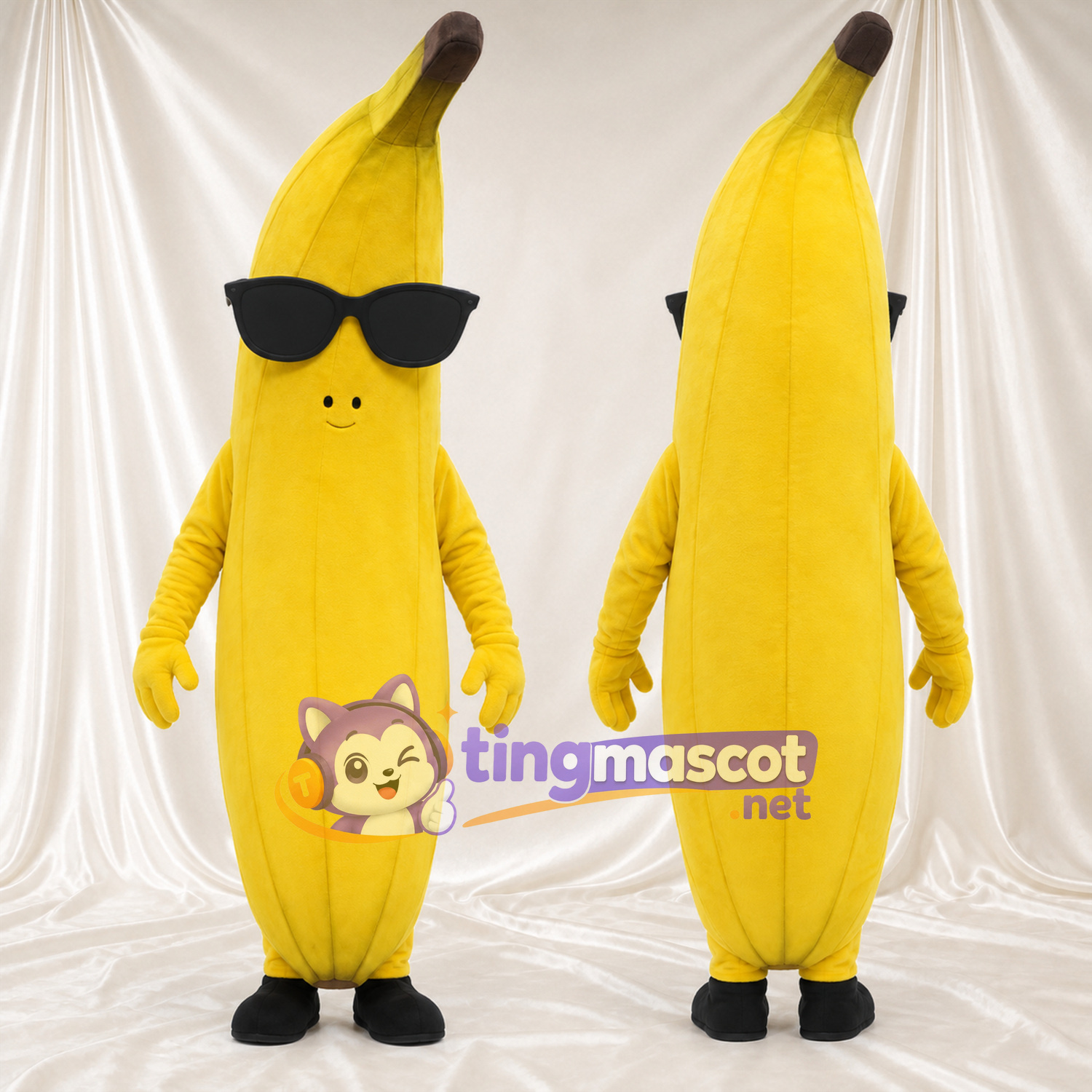 Yellow Banana Mascot Costume - Black Sunglasses Yellow Banana Mascot Costume - Black Sunglasses