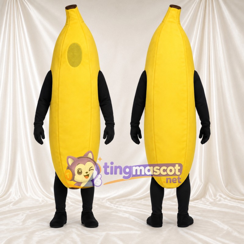 Maskottchenkostüm Banane – gelb – Handschuhe (schwarz); Beine (schwarz)