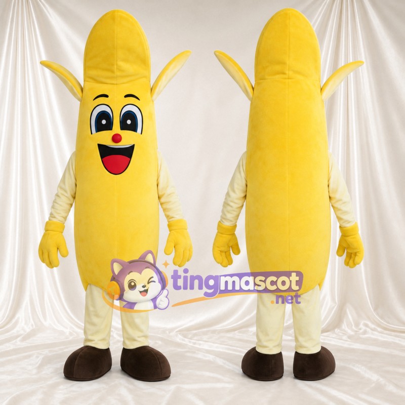 Yellow Banana Mascot Costume - Brown Feet and Cream Legs