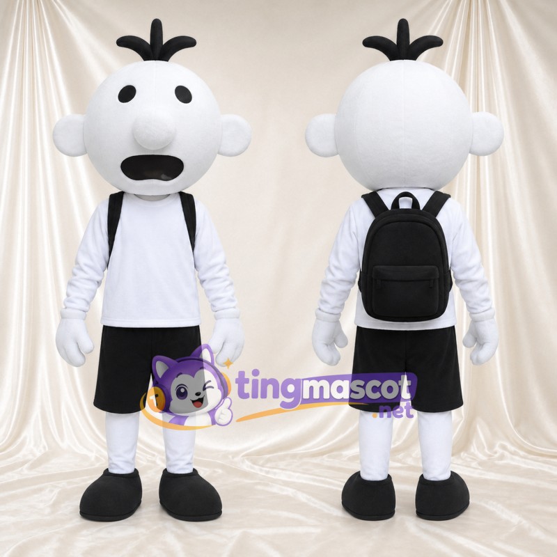 Costume de mascotte Garçon cartoon – blanc – Chemise (blanc); Short (noir)