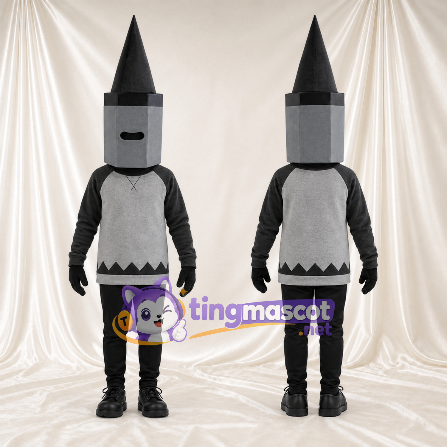Costume de mascotte Crayon de cire – gris Costume de mascotte Crayon de cire – gris