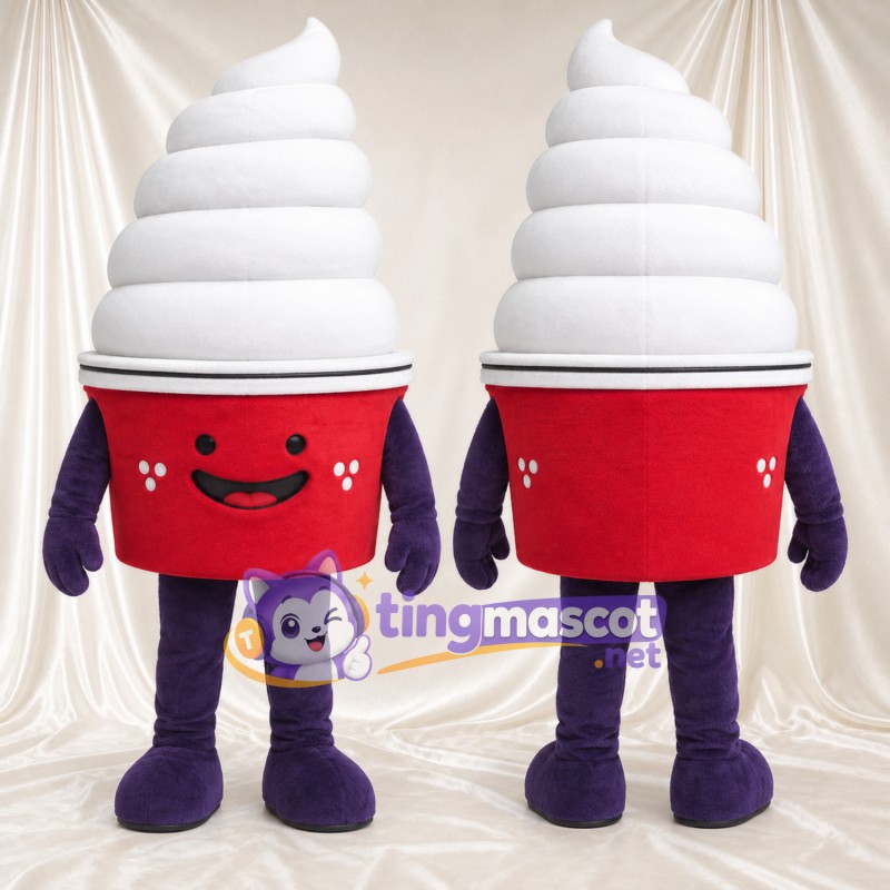 Maskottchenkostüm Eiscreme – weiß – Beine (violett)
