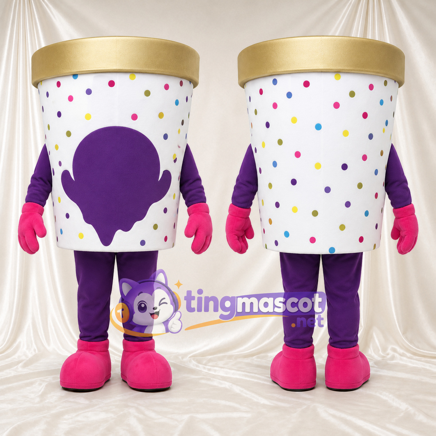 Costume de mascotte Glace – blanc / violet Costume de mascotte Glace – blanc / violet