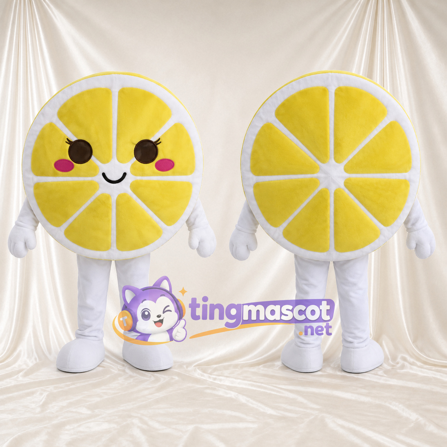 Costume de mascotte Citron – jaune – Forme de tranche Costume de mascotte Citron – jaune – Forme de tranche
