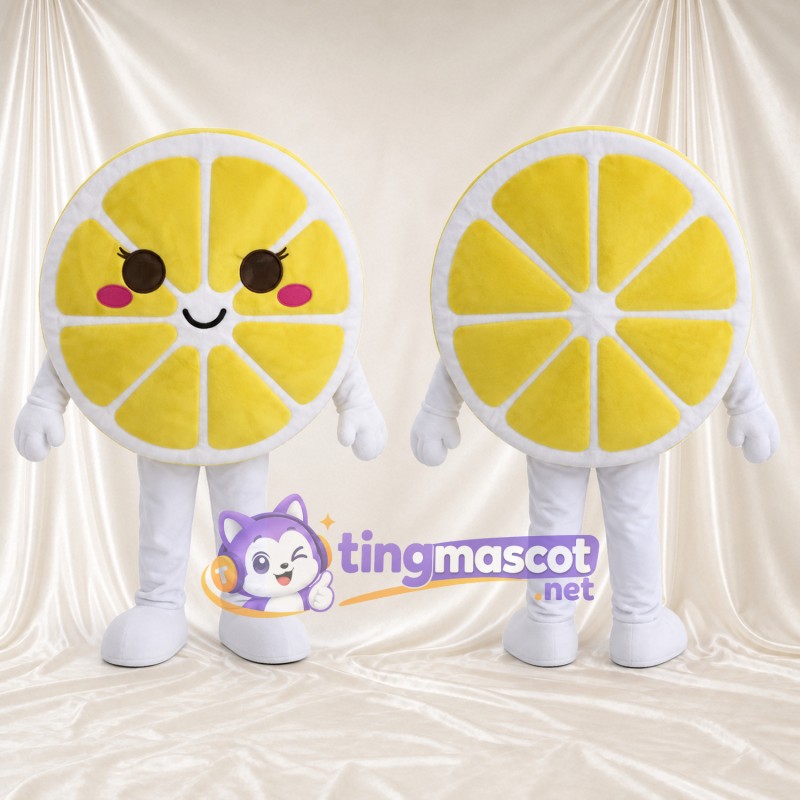 Costume de mascotte Citron – jaune – Forme de tranche