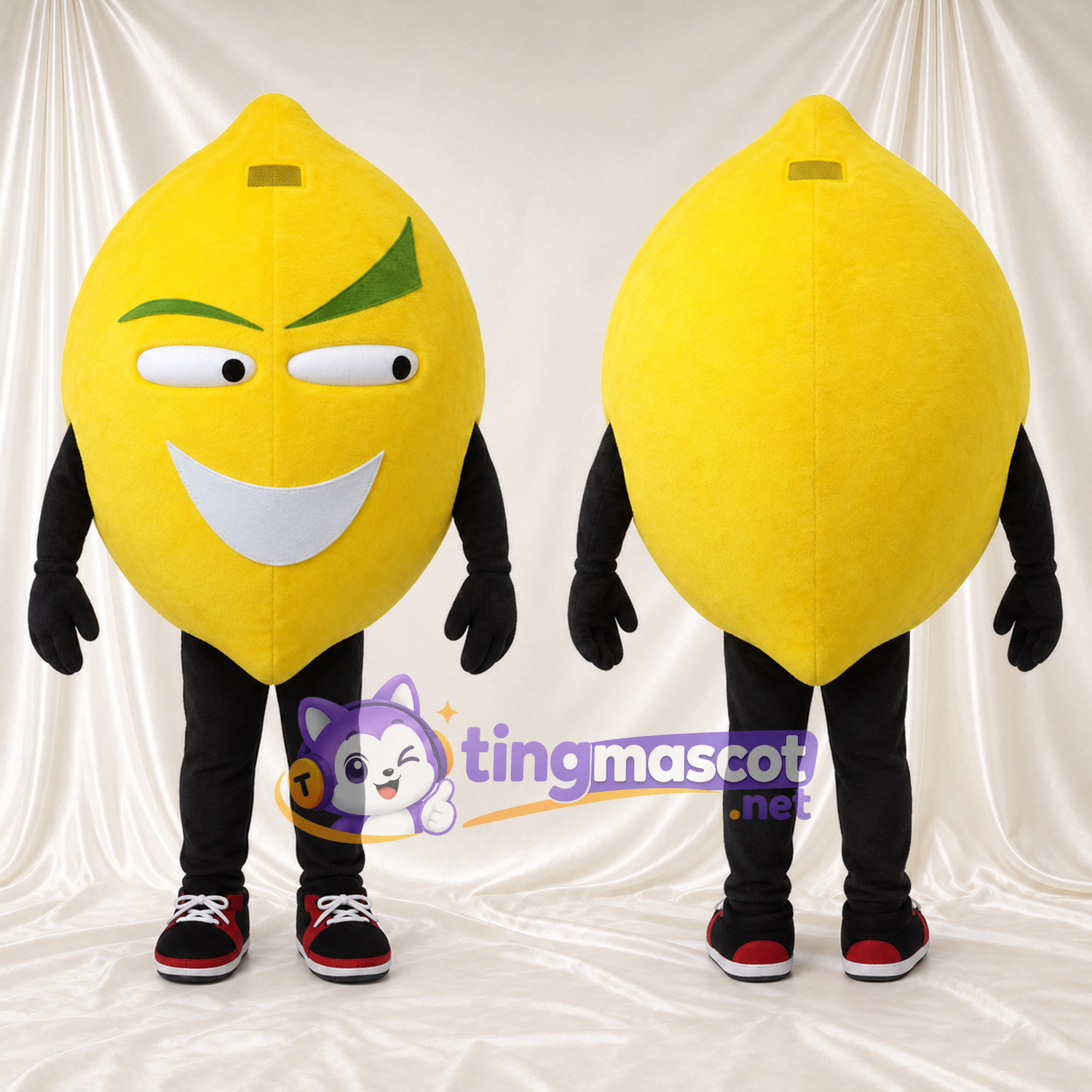 Costume de mascotte Citron – jaune – Jambes (noir) Costume de mascotte Citron – jaune – Jambes (noir)