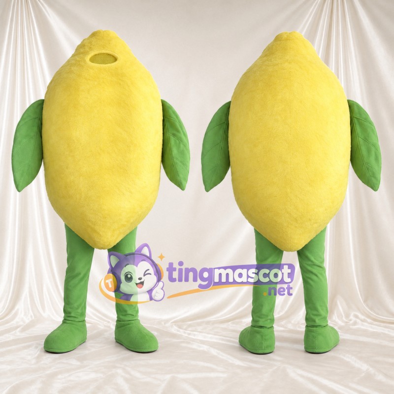 Costume de mascotte Citron – jaune – Feuille (vert); Jambes (vert)