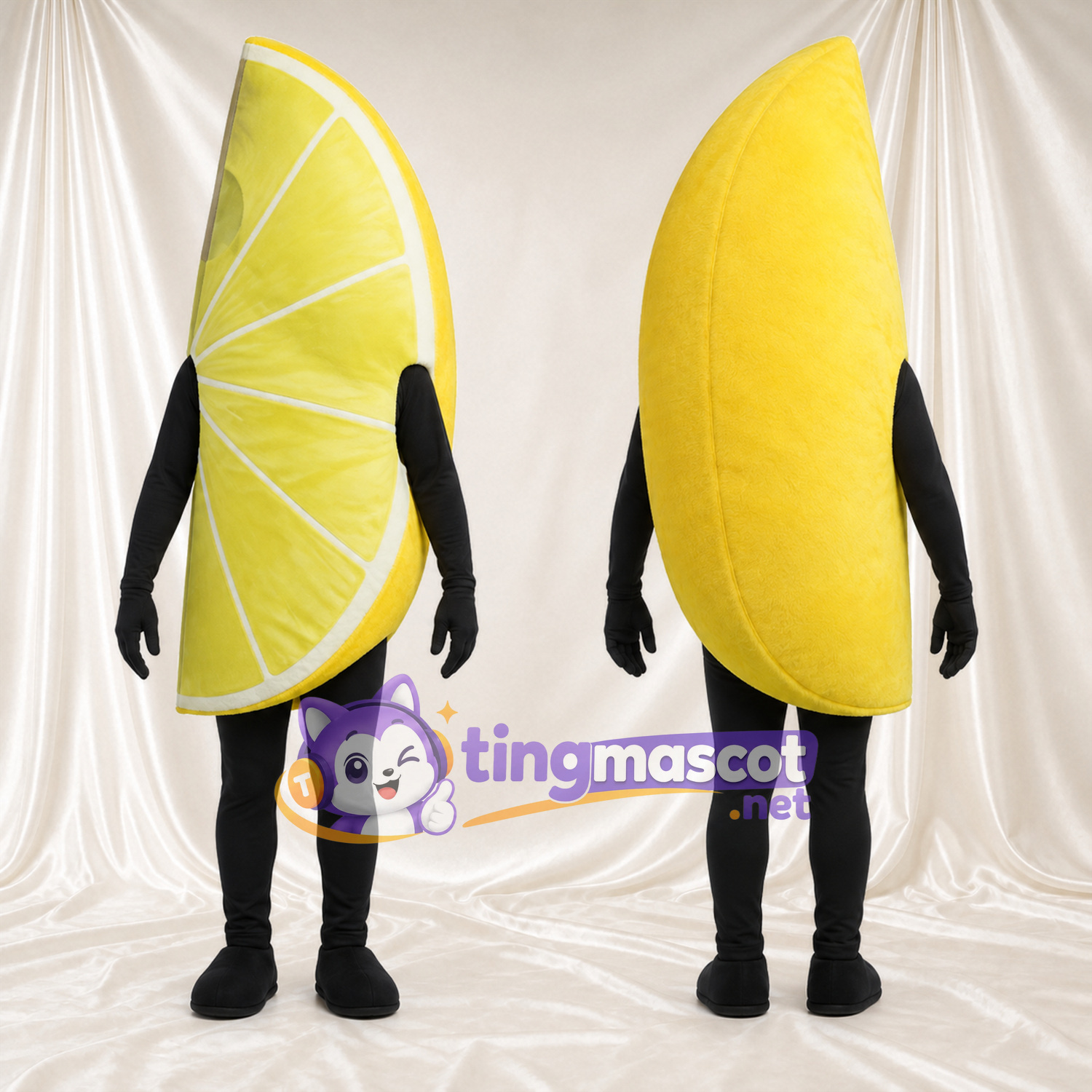 Costume de mascotte Citron – jaune – Forme de quartier Costume de mascotte Citron – jaune – Forme de quartier