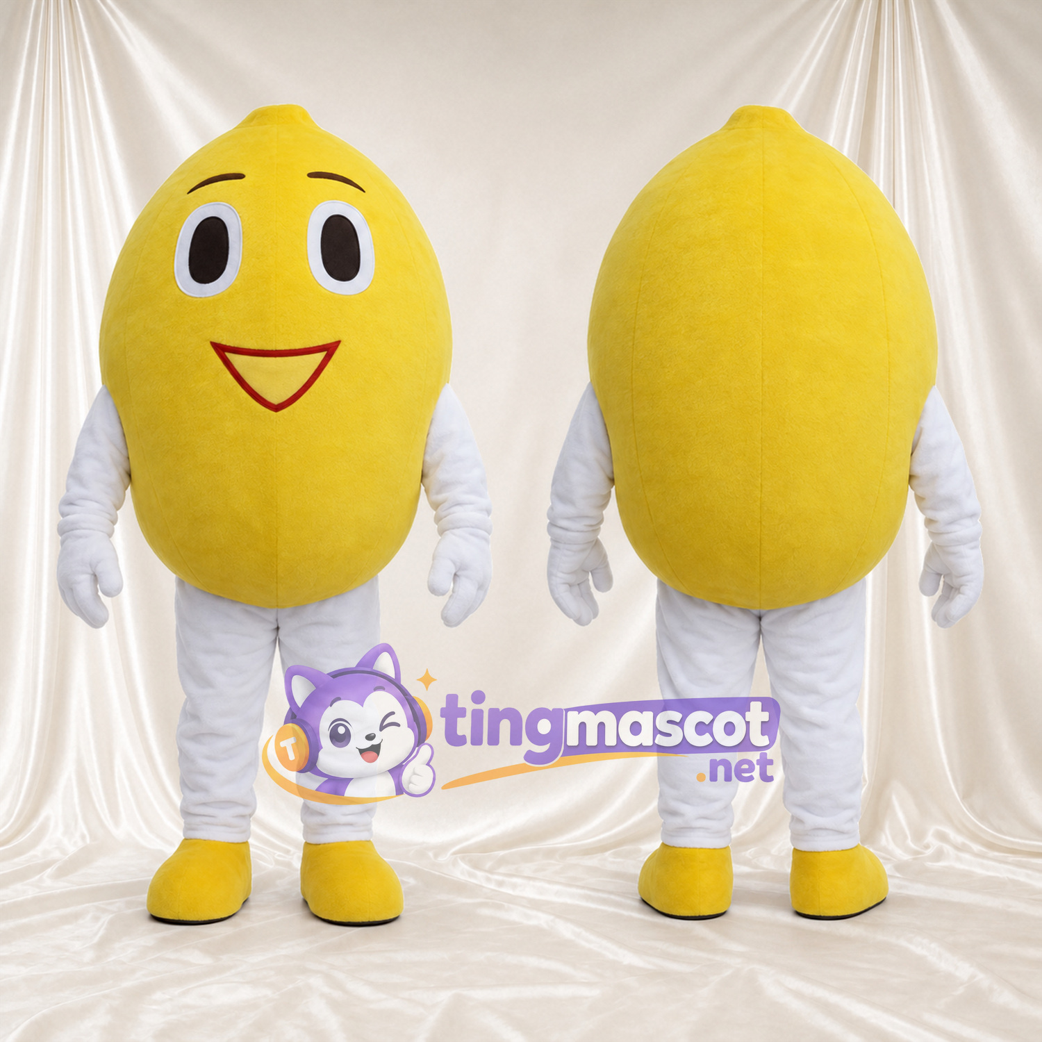 Costume de mascotte Citron – jaune – Gants (blanc); Bas des jambes (blanc) Costume de mascotte Citron – jaune – Gants (blanc); Bas des jambes (blanc)