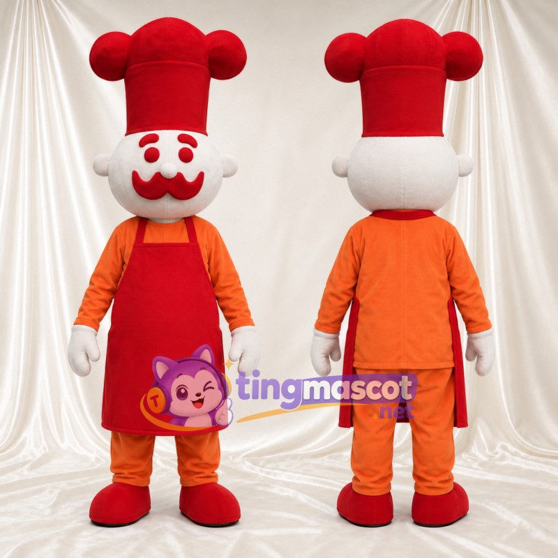 Costume de mascotte Chef cuisinier – rouge – Chapeau (rouge); Tablier