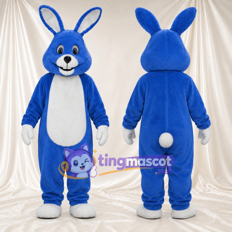 Blue Rabbit Mascot Costume - White Belly