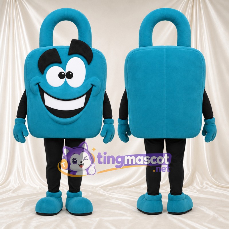 Costume de mascotte Sac de courses – bleu – Sourcils inclinés