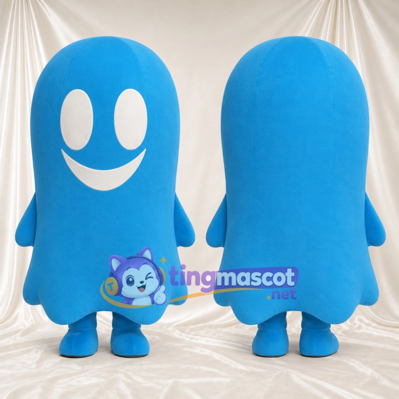 Blue Ghost Mascot Costume - Blue Feet and White Eyes