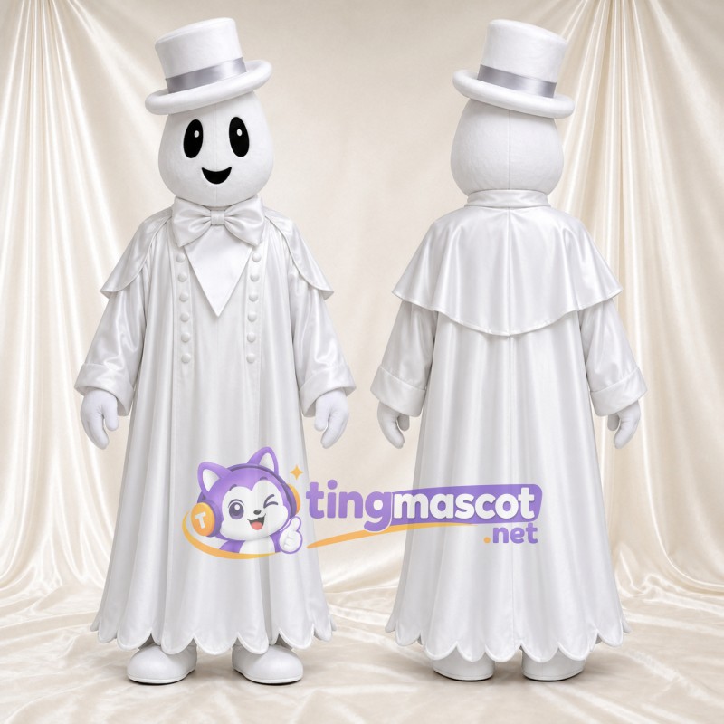 Costume de mascotte Fantôme – blanc – Haut-de-forme (blanc); Cape