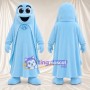 Blue Ghost Mascot Costume - Blue Bow Tie