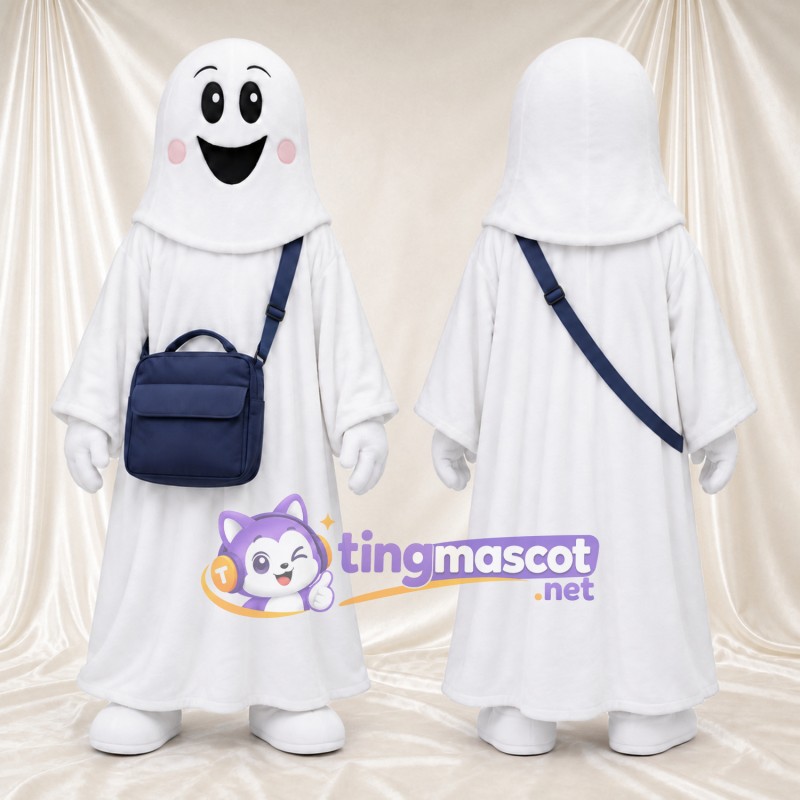 Maskottchenkostüm Geist – weiß – Umhängetasche (marineblau)