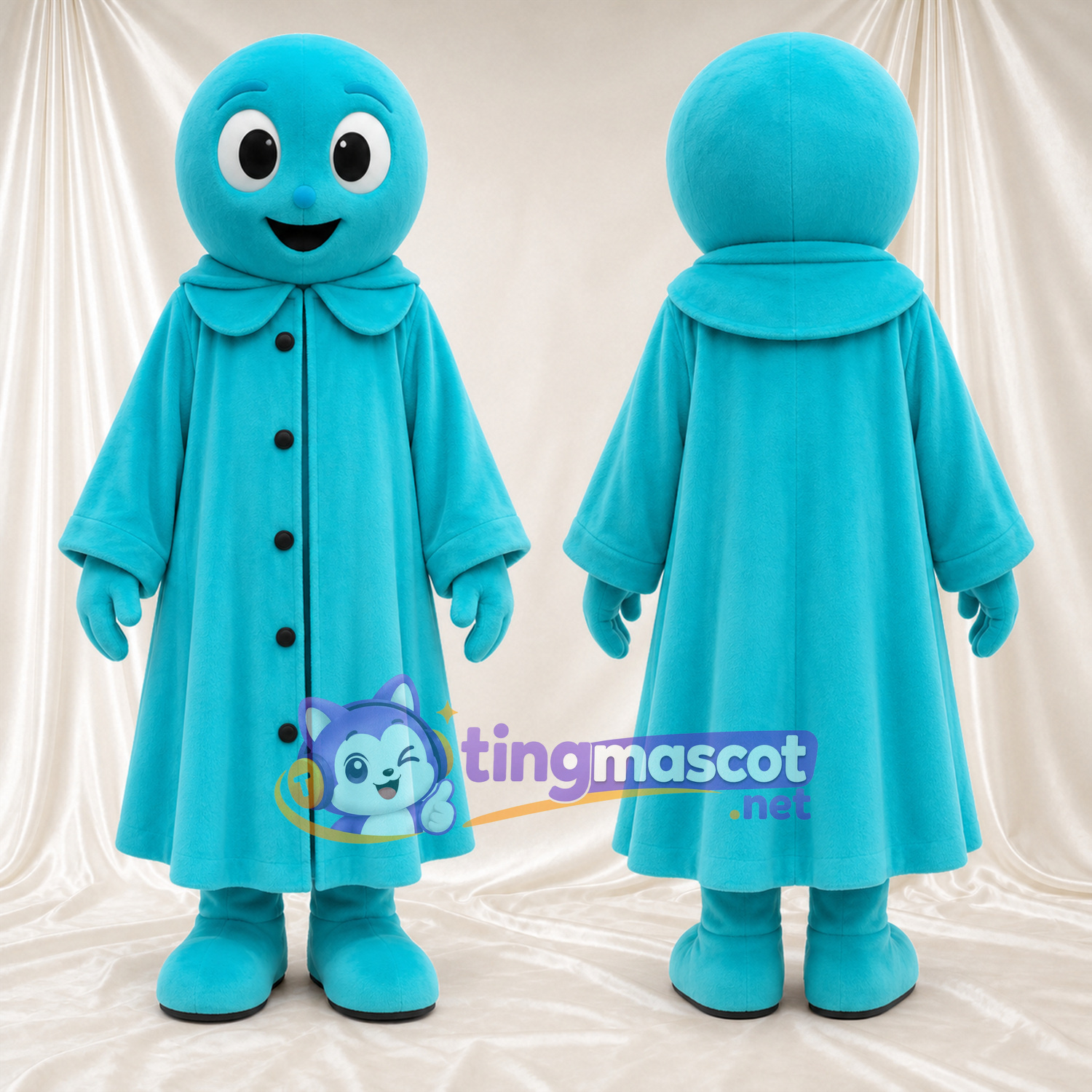 Blue Ghost Mascot Costume - Blue Coat Blue Ghost Mascot Costume - Blue Coat