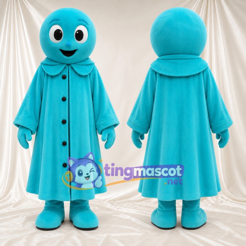 Blue Ghost Mascot Costume - Blue Coat