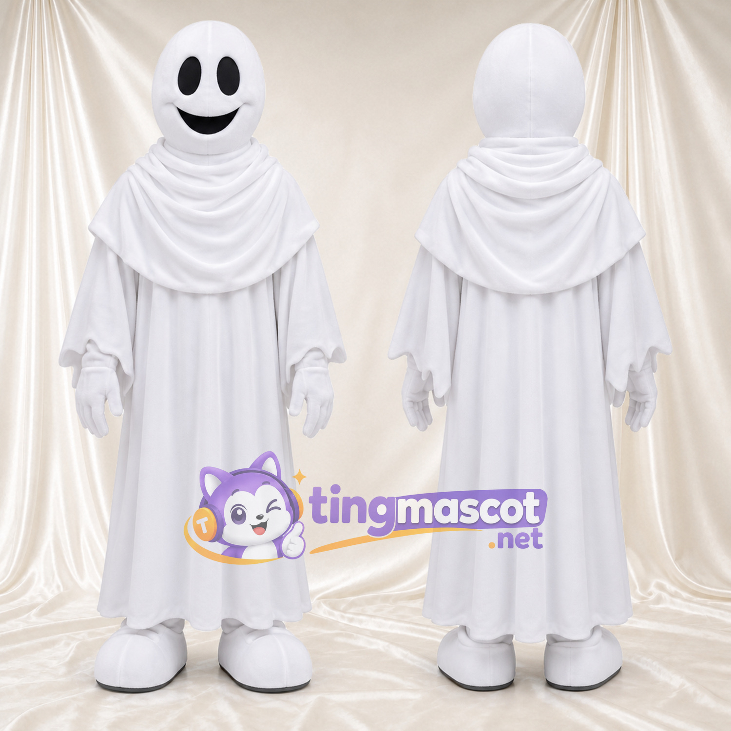 Maskottchenkostüm Geist – weiß – Robe; Umhang Maskottchenkostüm Geist – weiß – Robe; Umhang