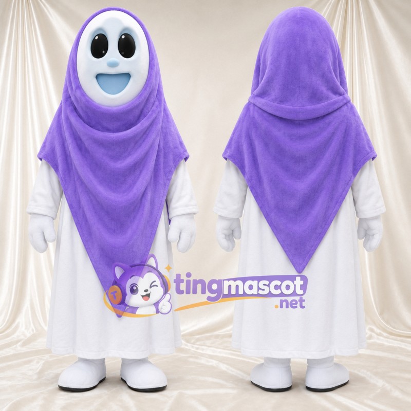 Costume de mascotte Fantôme – blanc – Châle à capuche (violet)
