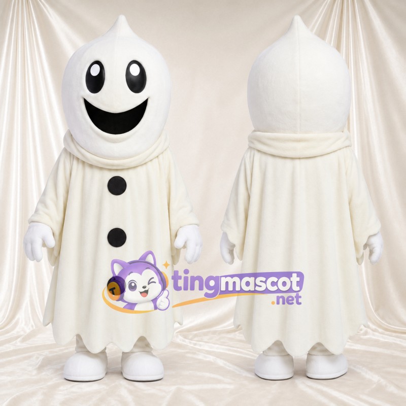 Maskottchenkostüm Geist – creme – Knöpfe (schwarz); Robe