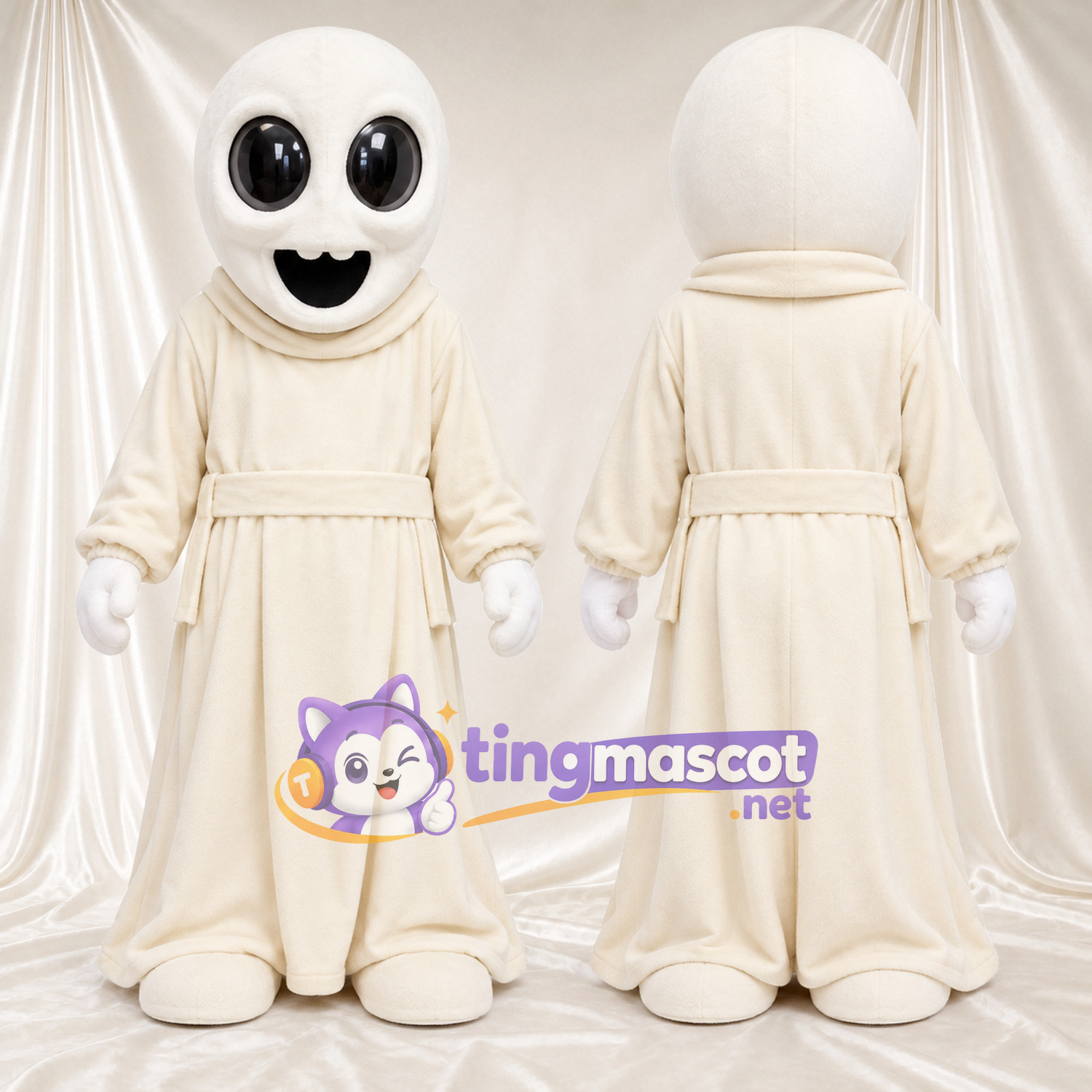 Maskottchenkostüm Geist – creme – Robe; Kopf Maskottchenkostüm Geist – creme – Robe; Kopf