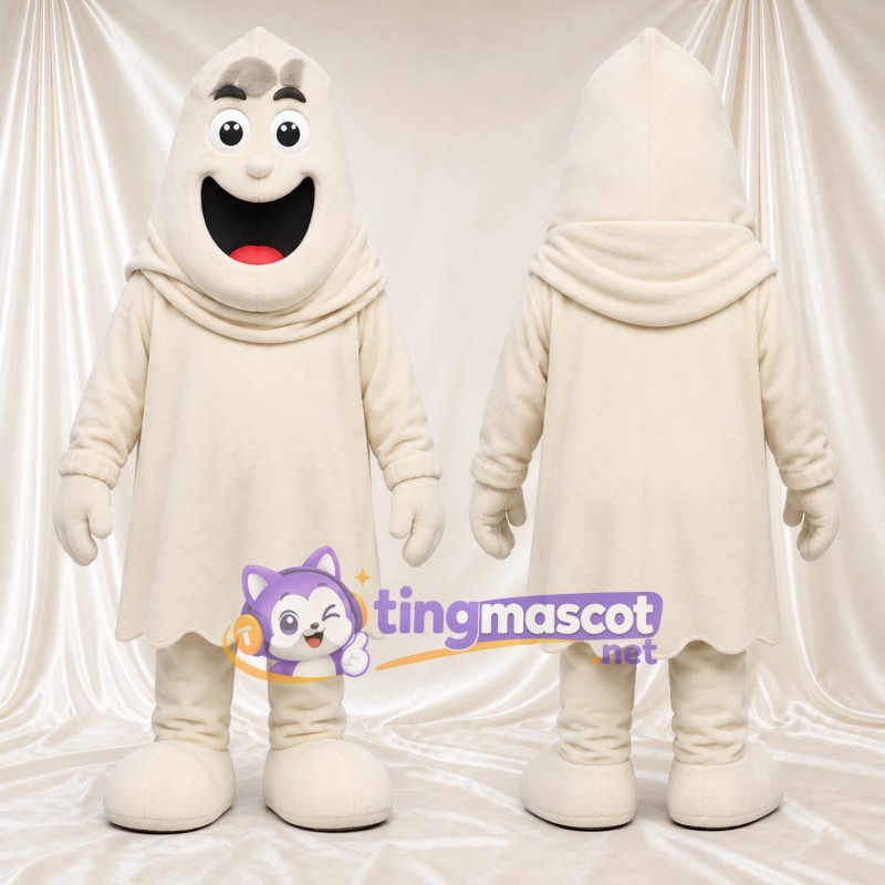 Maskottchenkostüm Geist – creme – Handschuhe (weiß); Zunge (rosa)