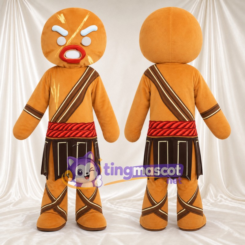Brown Gingerbread Man Mascot Costume - Brown Warrior Outfit